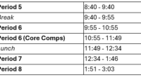       Schedule for Tuesday February 4th, 2025